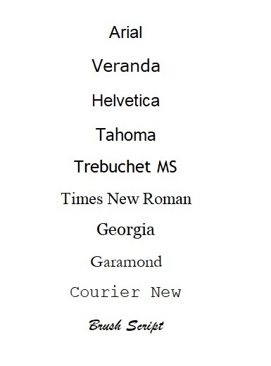 list of web safe fonts